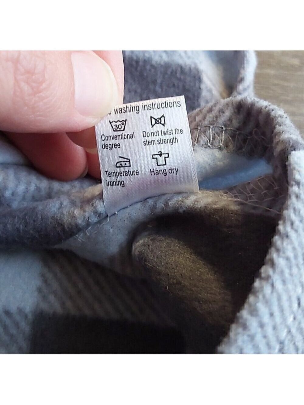 Born To Be Loved Blue/Gray/Black Buffalo Plaid Pullover Dog Shirt W/D-Ring - M - Picture 5 of 6